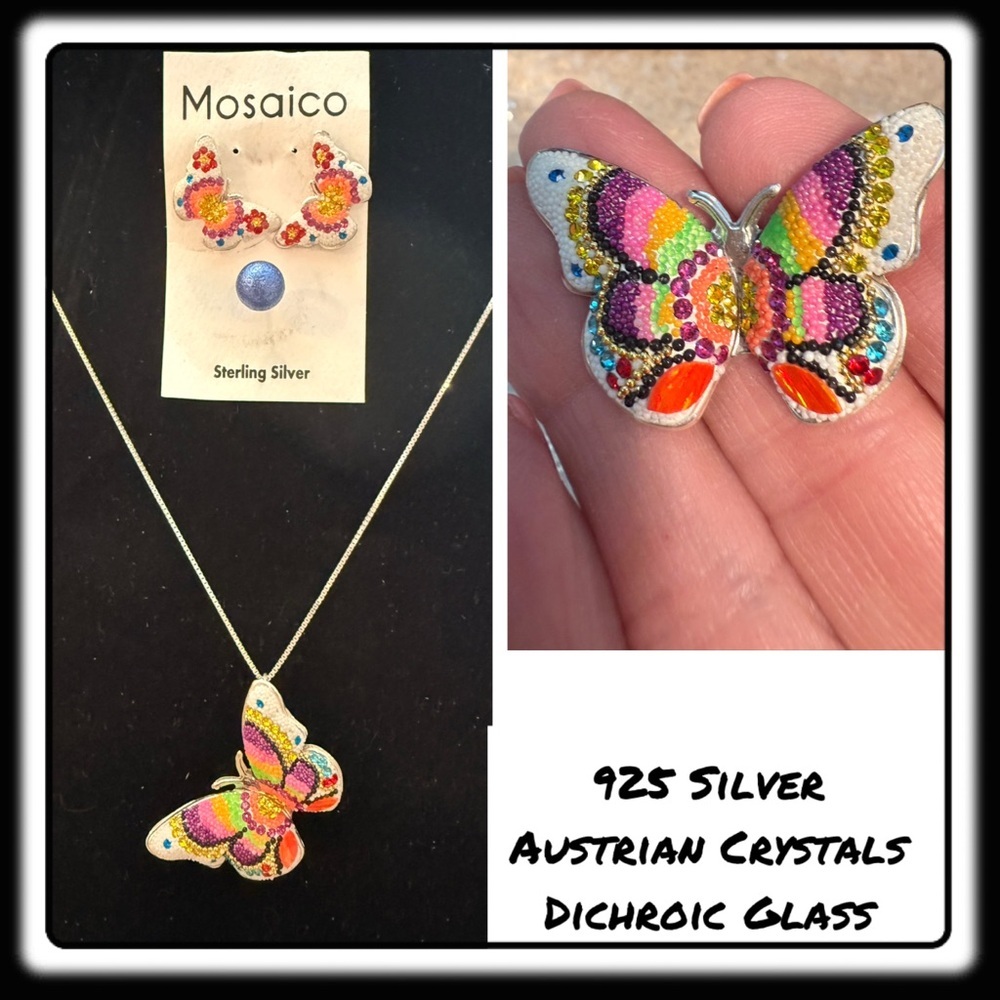 Nwt Mosaico Austrian Crystal Necklace & Earrings New Line!